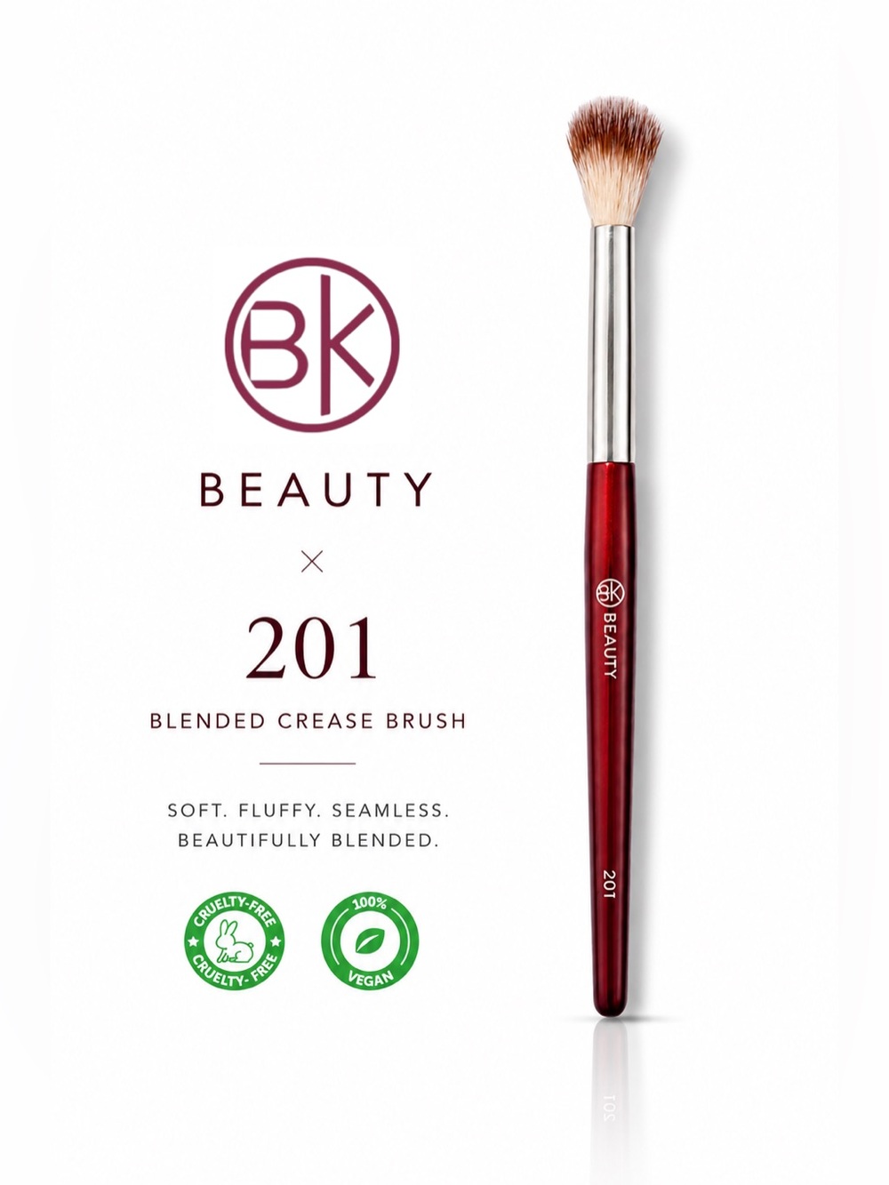 BK Beauty 201 Blended Crease Brush BNIP Vegan Cruelty-Free Eye Makeup Brush